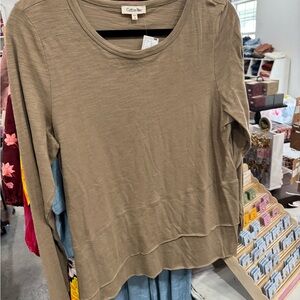 Cotton Blue Women's Olive Long Sleeve Top